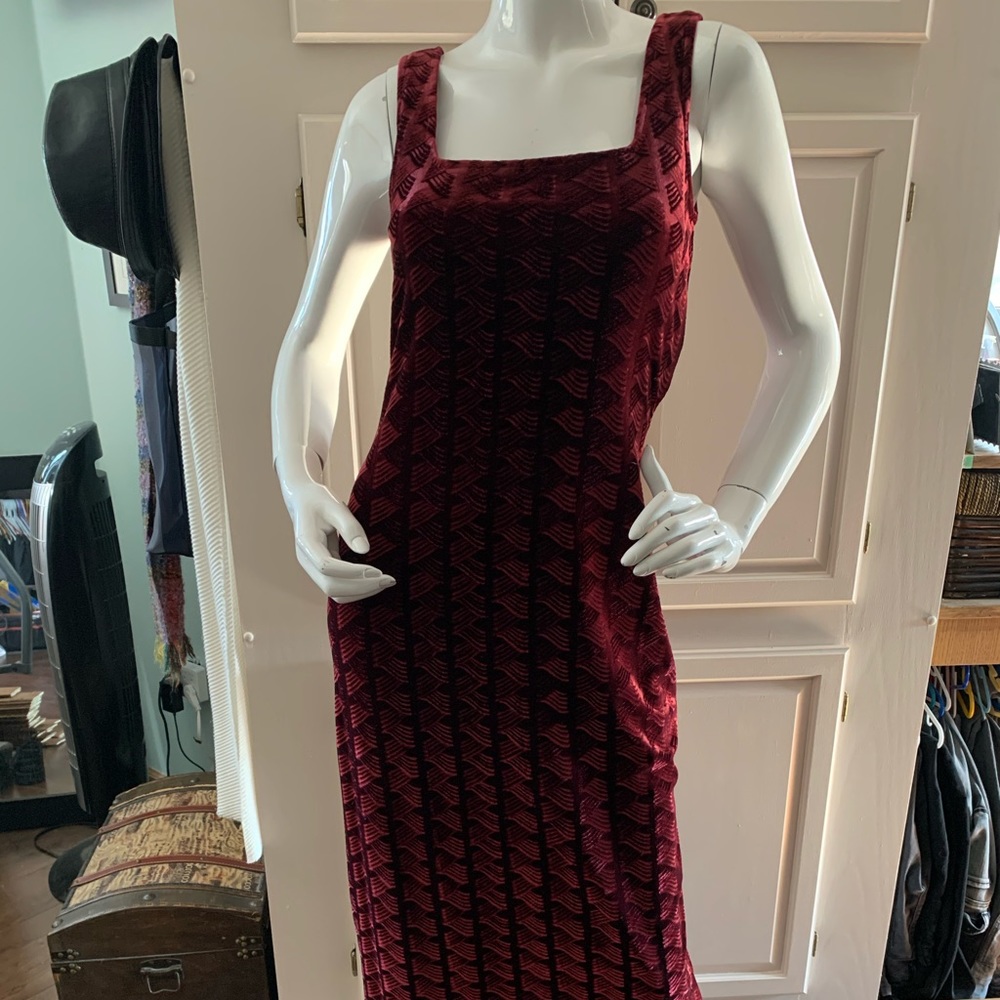 Alago s6 ruby red burnout velvet evening gown